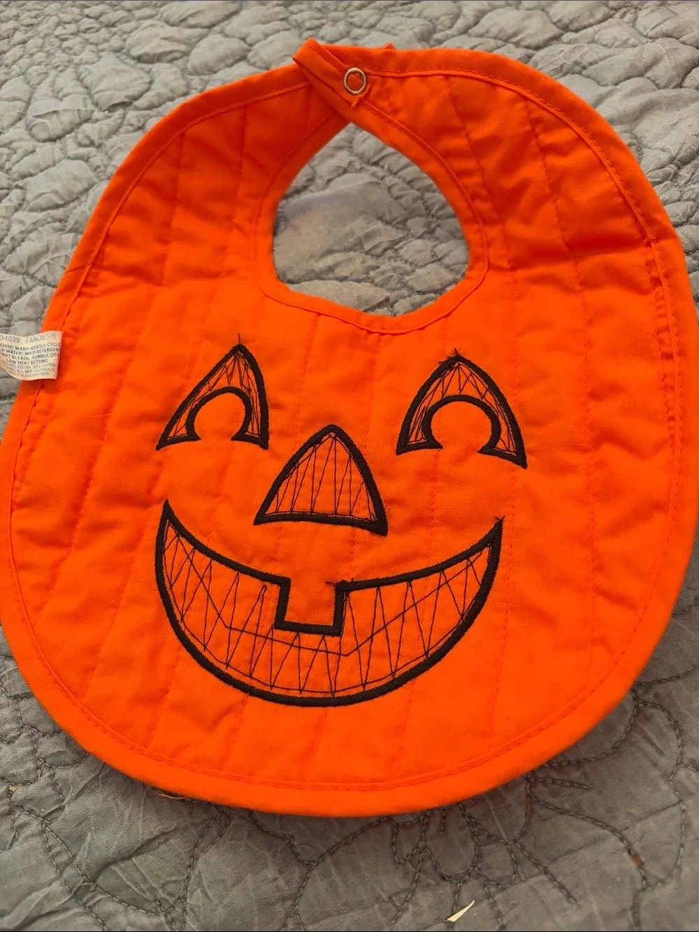 Vintage Orange Pumpkin Jack-O'-Lantern Baby Bib